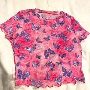 Shein butterfly See-through shirt